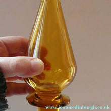 Load image into Gallery viewer, VERY TALL Golden Amber Glass GENIE Vase with Original Hollow Hand Blown Stopper. 27 inches
