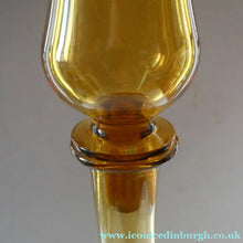 Load image into Gallery viewer, VERY TALL Golden Amber Glass GENIE Vase with Original Hollow Hand Blown Stopper. 27 inches
