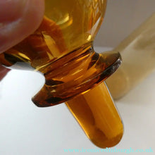 Load image into Gallery viewer, VERY TALL Golden Amber Glass GENIE Vase with Original Hollow Hand Blown Stopper. 27 inches
