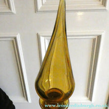 Load image into Gallery viewer, VERY TALL Golden Amber Glass GENIE Vase with Original Hollow Hand Blown Stopper. 27 inches
