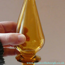 Load image into Gallery viewer, VERY TALL Golden Amber Glass GENIE Vase with Original Hollow Hand Blown Stopper. 27 inches
