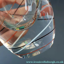 Load image into Gallery viewer, VICKE LINDSTRAND for Kosta Glass. 1950s Clear Glass Vase with Fine Ribbon Trails. Etched Signature: Kosta LH 1089
