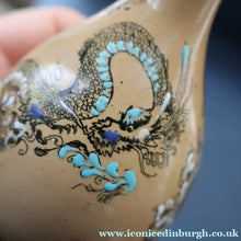 Load image into Gallery viewer, VICTORIAN 1890s Doulton Lambeth Stoneware Bud Vase with Chinoserie Pattern Featuing Two Dragon
