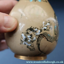 Load image into Gallery viewer, VICTORIAN 1890s Doulton Lambeth Stoneware Bud Vase with Chinoserie Pattern Featuing Two Dragon
