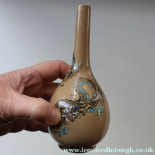 Load image into Gallery viewer, VICTORIAN 1890s Doulton Lambeth Stoneware Bud Vase with Chinoserie Pattern Featuing Two Dragon
