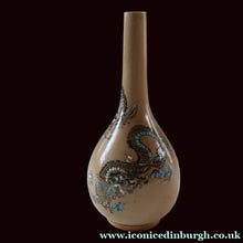 Load image into Gallery viewer, VICTORIAN 1890s Doulton Lambeth Stoneware Bud Vase with Chinoserie Pattern Featuing Two Dragon
