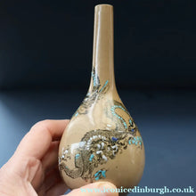Load image into Gallery viewer, VICTORIAN 1890s Doulton Lambeth Stoneware Bud Vase with Chinoserie Pattern Featuing Two Dragon

