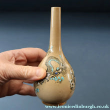 Load image into Gallery viewer, VICTORIAN 1890s Doulton Lambeth Stoneware Bud Vase with Chinoserie Pattern Featuing Two Dragon
