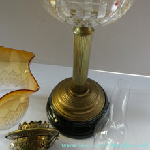 Load image into Gallery viewer, Antique VICTORIAN Paraffin or Oil Lamp with Brass Pillar. COMPLETE
