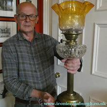 Load image into Gallery viewer, Antique VICTORIAN Paraffin or Oil Lamp with Brass Pillar. COMPLETE
