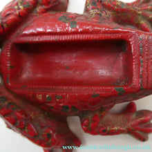 Load image into Gallery viewer, Antique Cast Iron Toad Match Safe or Vesta - with Original Red Paint &amp; Registration Mark 
