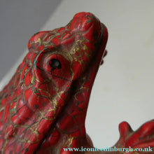 Load image into Gallery viewer, Antique Cast Iron Toad Match Safe or Vesta - with Original Red Paint &amp; Registration Mark 
