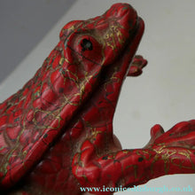 Load image into Gallery viewer, Antique Cast Iron Toad Match Safe or Vesta - with Original Red Paint &amp; Registration Mark 
