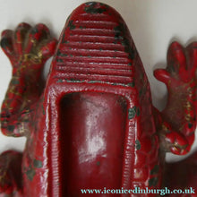 Load image into Gallery viewer, Antique Cast Iron Toad Match Safe or Vesta - with Original Red Paint &amp; Registration Mark 
