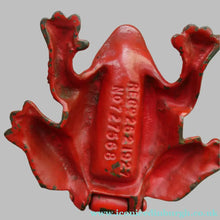 Load image into Gallery viewer, Antique Cast Iron Toad Match Safe or Vesta - with Original Red Paint &amp; Registration Mark 
