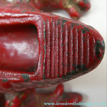 Load image into Gallery viewer, Antique Cast Iron Toad Match Safe or Vesta - with Original Red Paint &amp; Registration Mark 
