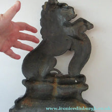 Load image into Gallery viewer, Antique Victorian Cast Iron Lion Rampant Door Stop
