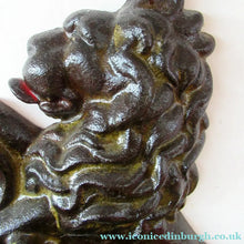 Load image into Gallery viewer, Antique Victorian Cast Iron Lion Rampant Door Stop
