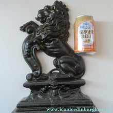 Load image into Gallery viewer, Antique Victorian Cast Iron Lion Rampant Door Stop
