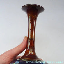 Load image into Gallery viewer, VICTORIAN. Matching Pair of ROYAL DOULTON LAMBETH Tube Lined Art Nouveau Faience Bottle / Trumpet Vases
