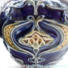 Load image into Gallery viewer, VICTORIAN. Matching Pair of ROYAL DOULTON LAMBETH Tube Lined Art Nouveau Faience Bottle / Trumpet Vases
