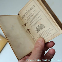 Load image into Gallery viewer, Antique 19th Century MAUCHLINE Ware New Testament Book with Image of Edinburgh Castle and Gardens. FREE POSTAGE
