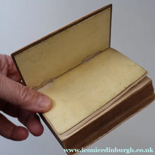 Load image into Gallery viewer, Antique 19th Century MAUCHLINE Ware New Testament Book with Image of Edinburgh Castle and Gardens. FREE POSTAGE
