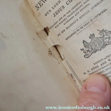 Load image into Gallery viewer, Antique 19th Century MAUCHLINE Ware New Testament Book with Image of Edinburgh Castle and Gardens. FREE POSTAGE
