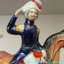 Load image into Gallery viewer, Antique Miniature Staffordshire Flatback Figurine of a Military Gentleman on Horseback
