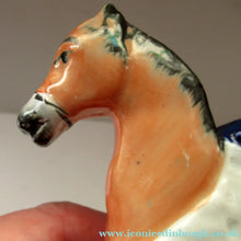 Load image into Gallery viewer, Antique Miniature Staffordshire Flatback Figurine of a Military Gentleman on Horseback
