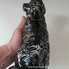 Load image into Gallery viewer, Antique STAFFORDSHIRE Black Jackfield Spaniels with Gold Highlights 
