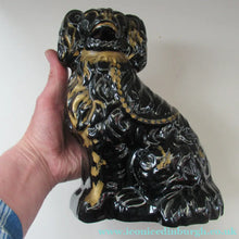 Load image into Gallery viewer, Antique STAFFORDSHIRE Black Jackfield Spaniels with Gold Highlights 
