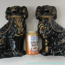 Load image into Gallery viewer, Antique STAFFORDSHIRE Black Jackfield Spaniels with Gold Highlights 
