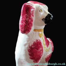 Load image into Gallery viewer, LARGE Antique Pair of Staffordshire Dogs Chimney Spaniels / Wally Dugs; 12 1/4 inches

