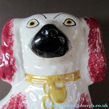 Load image into Gallery viewer, LARGE Antique Pair of Staffordshire Dogs Chimney Spaniels / Wally Dugs; 12 1/4 inches
