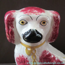 Load image into Gallery viewer, LARGE Antique Pair of Staffordshire Dogs Chimney Spaniels / Wally Dugs; 12 1/4 inches
