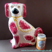 Load image into Gallery viewer, LARGE Antique Pair of Staffordshire Dogs Chimney Spaniels / Wally Dugs; 12 1/4 inches
