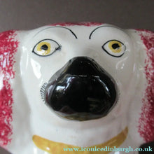 Load image into Gallery viewer, LARGE Antique Pair of Staffordshire Dogs Chimney Spaniels / Wally Dugs; 12 1/4 inches
