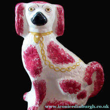 Load image into Gallery viewer, LARGE Antique Pair of Staffordshire Dogs Chimney Spaniels / Wally Dugs; 12 1/4 inches
