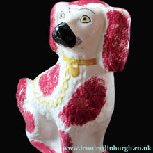 Load image into Gallery viewer, LARGE Antique Pair of Staffordshire Dogs Chimney Spaniels / Wally Dugs; 12 1/4 inches
