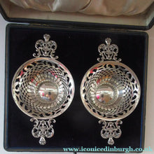 Load image into Gallery viewer, 1901 Victorian Sterling Silver Bon Bon Dishes with Angel Head Handles

