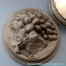 Load image into Gallery viewer, RARE SURVIVOR. Victorian Pewter Ice / Ice Cream Mould with Fruiting Vine Decoration on the Lid 
