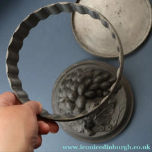 Load image into Gallery viewer, RARE SURVIVOR. Victorian Pewter Ice / Ice Cream Mould with Fruiting Vine Decoration on the Lid 
