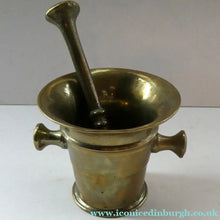 Load image into Gallery viewer, Antique VICTORIAN Pharmacy Heavy Solid Brass Mortar And Pestle 
