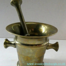 Load image into Gallery viewer, Antique VICTORIAN Pharmacy Heavy Solid Brass Mortar And Pestle 
