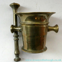 Load image into Gallery viewer, Antique VICTORIAN Pharmacy Heavy Solid Brass Mortar And Pestle 
