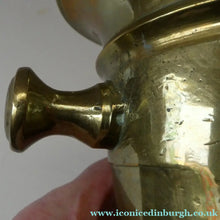 Load image into Gallery viewer, Antique VICTORIAN Pharmacy Heavy Solid Brass Mortar And Pestle 
