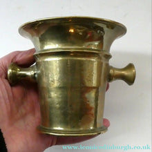 Load image into Gallery viewer, Antique VICTORIAN Pharmacy Heavy Solid Brass Mortar And Pestle 

