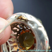 Load image into Gallery viewer, Antique SCOTTISH VICTORIAN SILVER &amp; Agate Brooch or Pin. Raised Central Cairngorm Stone

