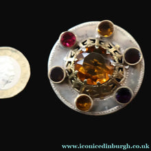 Load image into Gallery viewer, Antique SCOTTISH VICTORIAN SILVER &amp; Agate Brooch or Pin. Raised Central Cairngorm Stone
